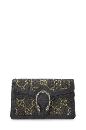 Gucci, Black Denim Dionysus Shoulder Bag Super Mini, Black