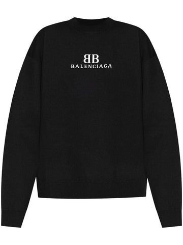 BALENCIAGA Oversized Wool Blend Crewneck Sweater