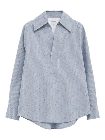 BOTTEGA VENETA Cotton and Linen Blouse with Rounded Hem for Women
