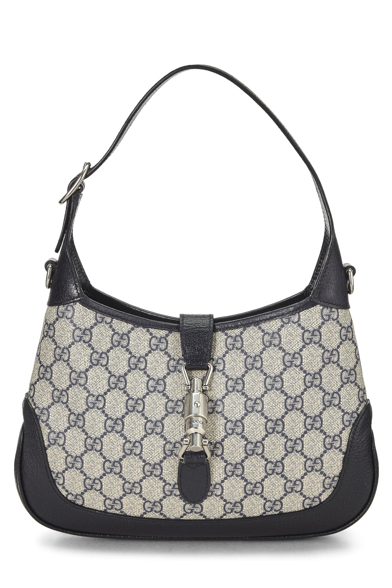 Gucci, Navy GG Supreme Canvas Web Jackie Shoulder Bag, Navy