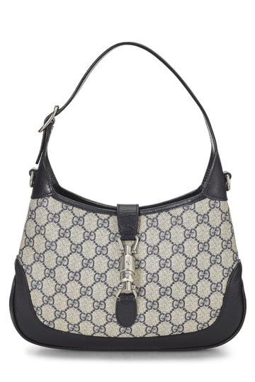 Gucci, Navy GG Supreme Canvas Web Jackie Shoulder Bag, Navy