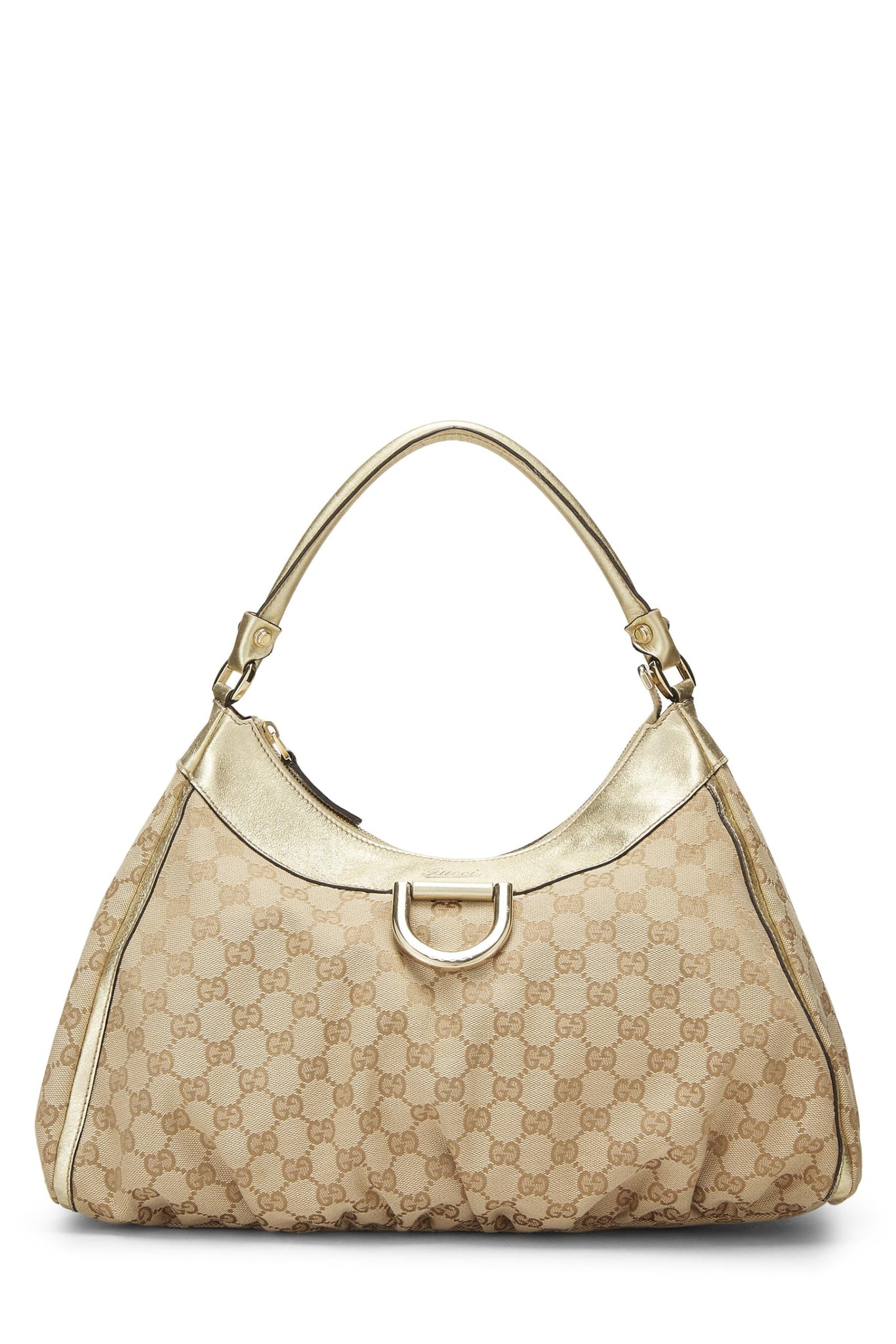 Gucci, Gold Original GG Canvas D-Ring Abbey Shoulder Bag, Gold