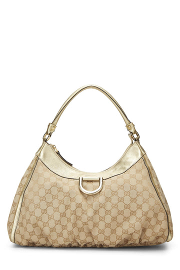 Gucci, Gold Original GG Canvas D-Ring Abbey Shoulder Bag, Gold