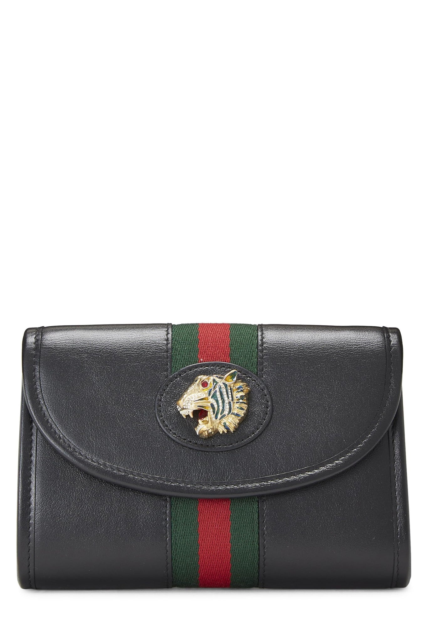 Gucci, Black Leather Web Rajah Shoulder Bag Mini, Black