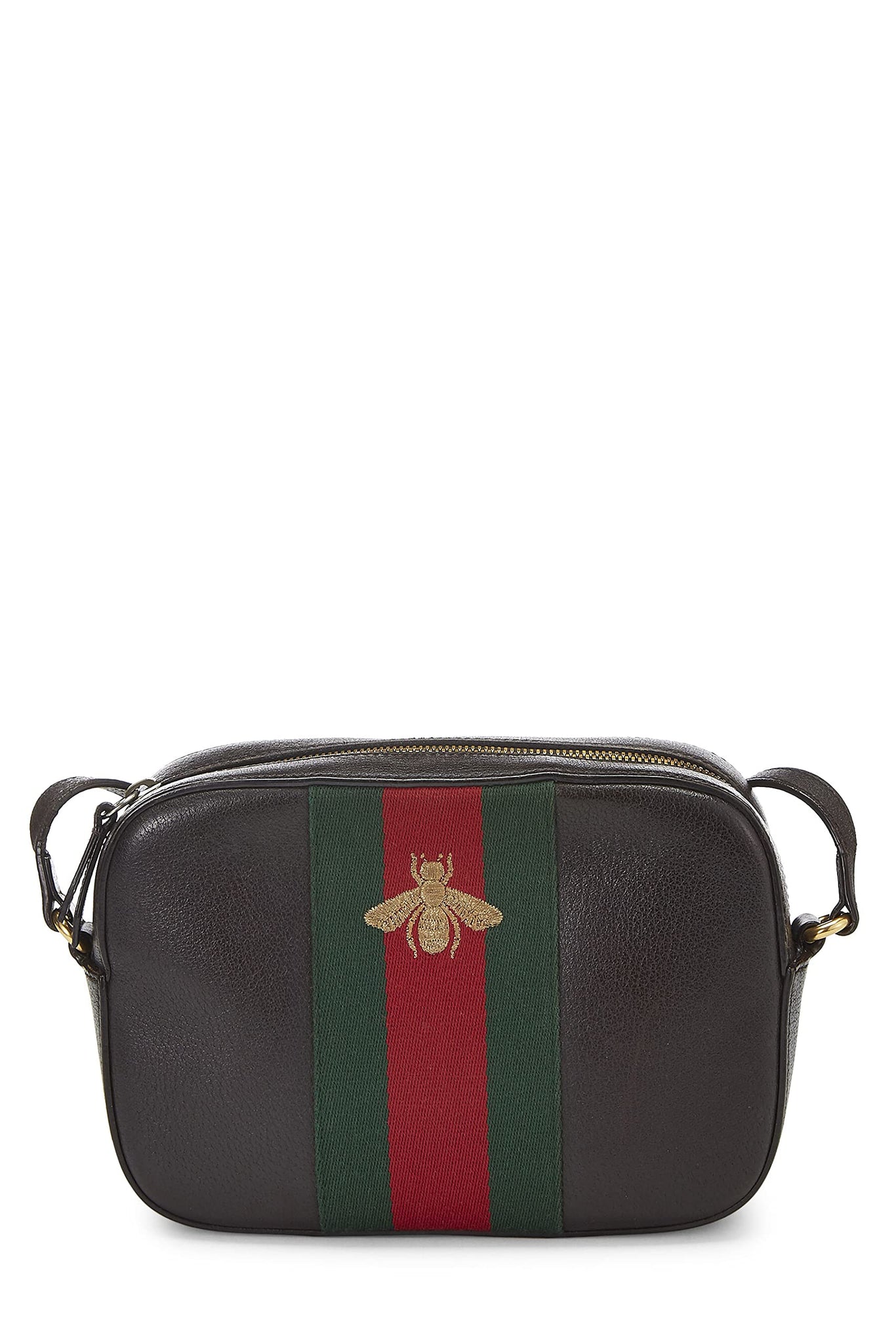 Gucci, Black Leather Webby Shoulder Bag Small, Black