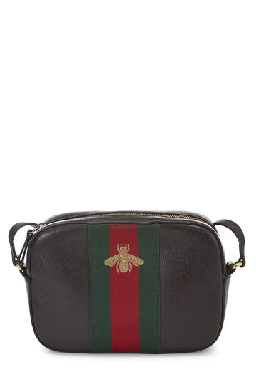 Gucci, Black Leather Webby Shoulder Bag Small, Black