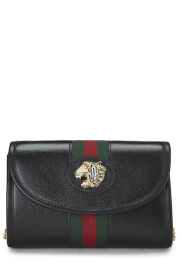 Gucci, Black Leather Web Rajah Shoulder Bag Mini, Black