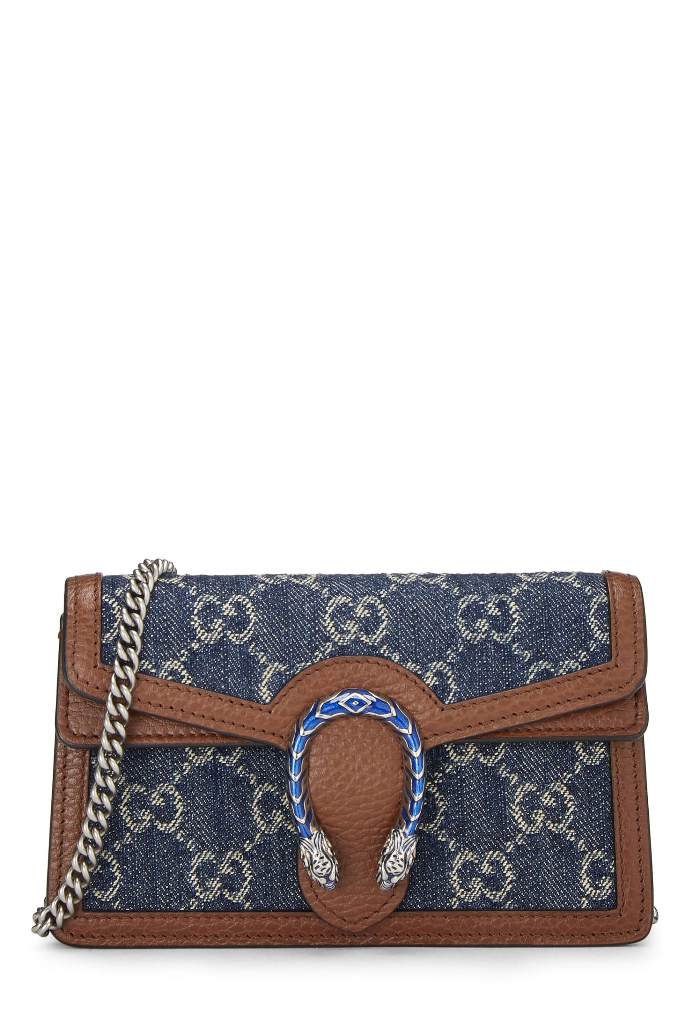 Gucci, Blue Denim Dionysus Shoulder Bag Super Mini, Blue