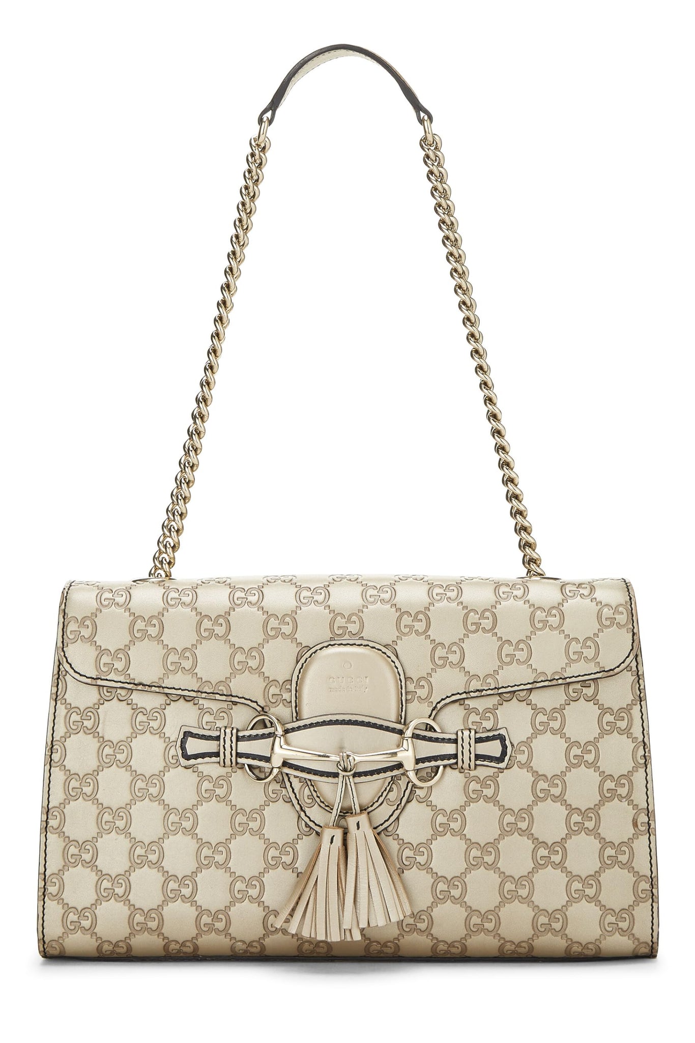 Gucci, Gold Microguccissima Leather Emily Chain Shoulder Bag, Gold