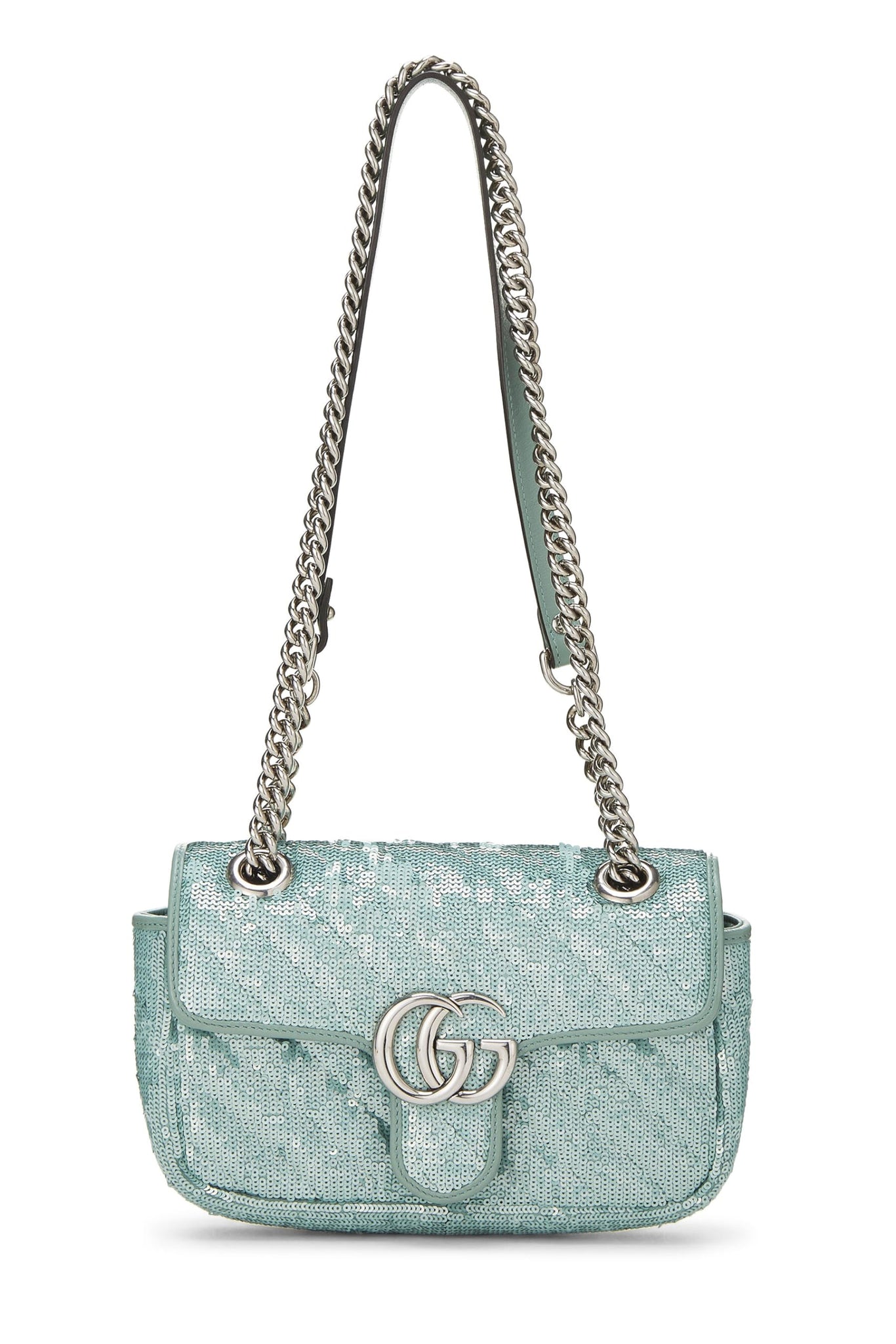 Gucci, Blue Sequin GG Marmont Shoulder Bag Mini, Blue