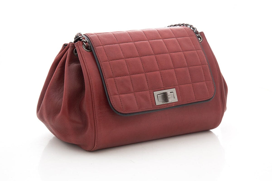 Chanel Vintage Red "Chocolate Bar Accordion Reissue Flap" Handbag