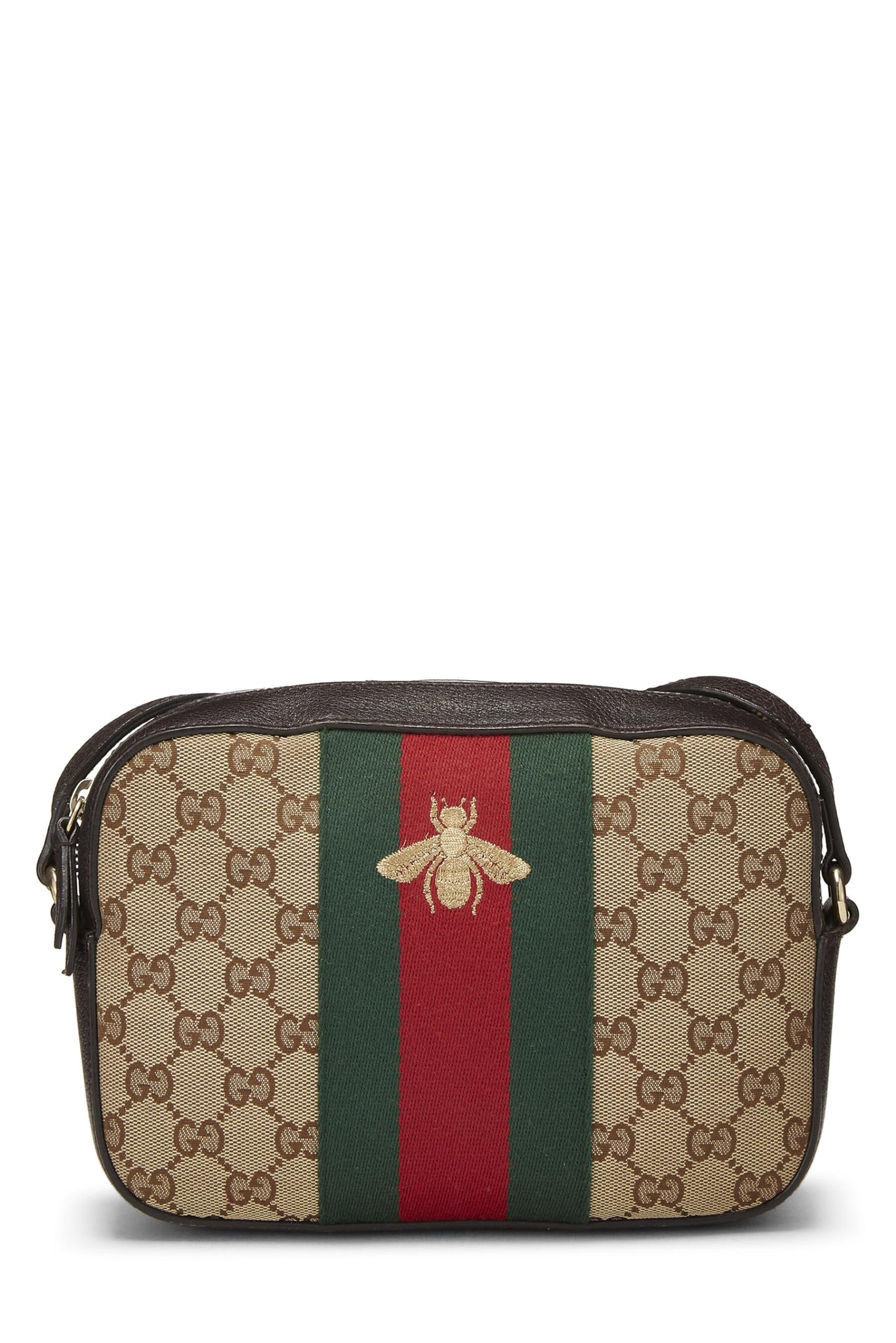 Gucci, Original GG Canvas Webby Shoulder Bag Small, Brown