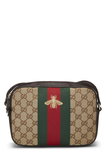 Gucci, Original GG Canvas Webby Shoulder Bag Small, Brown
