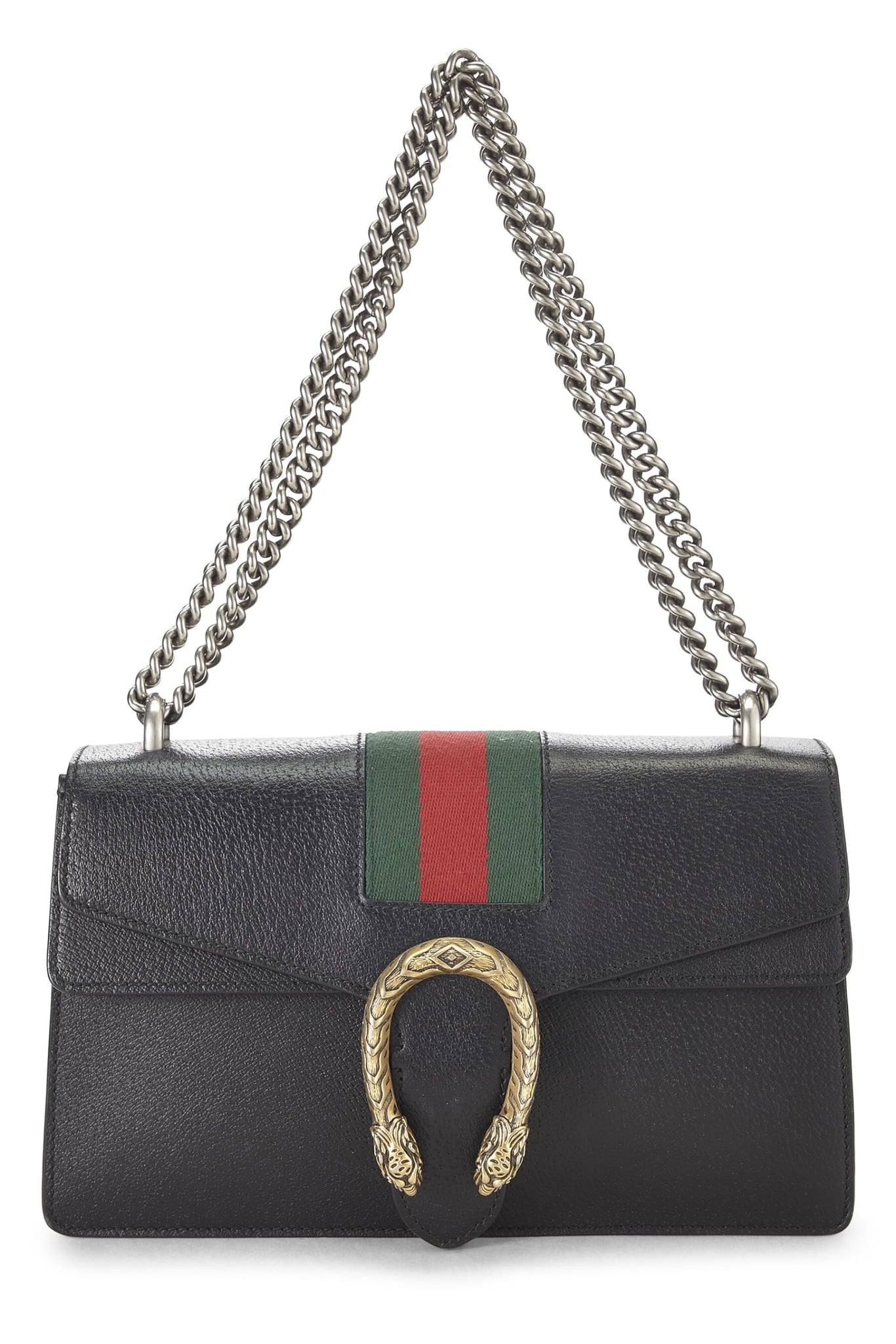 Gucci, Black Leather Dionysus Web Shoulder Bag Small, Black