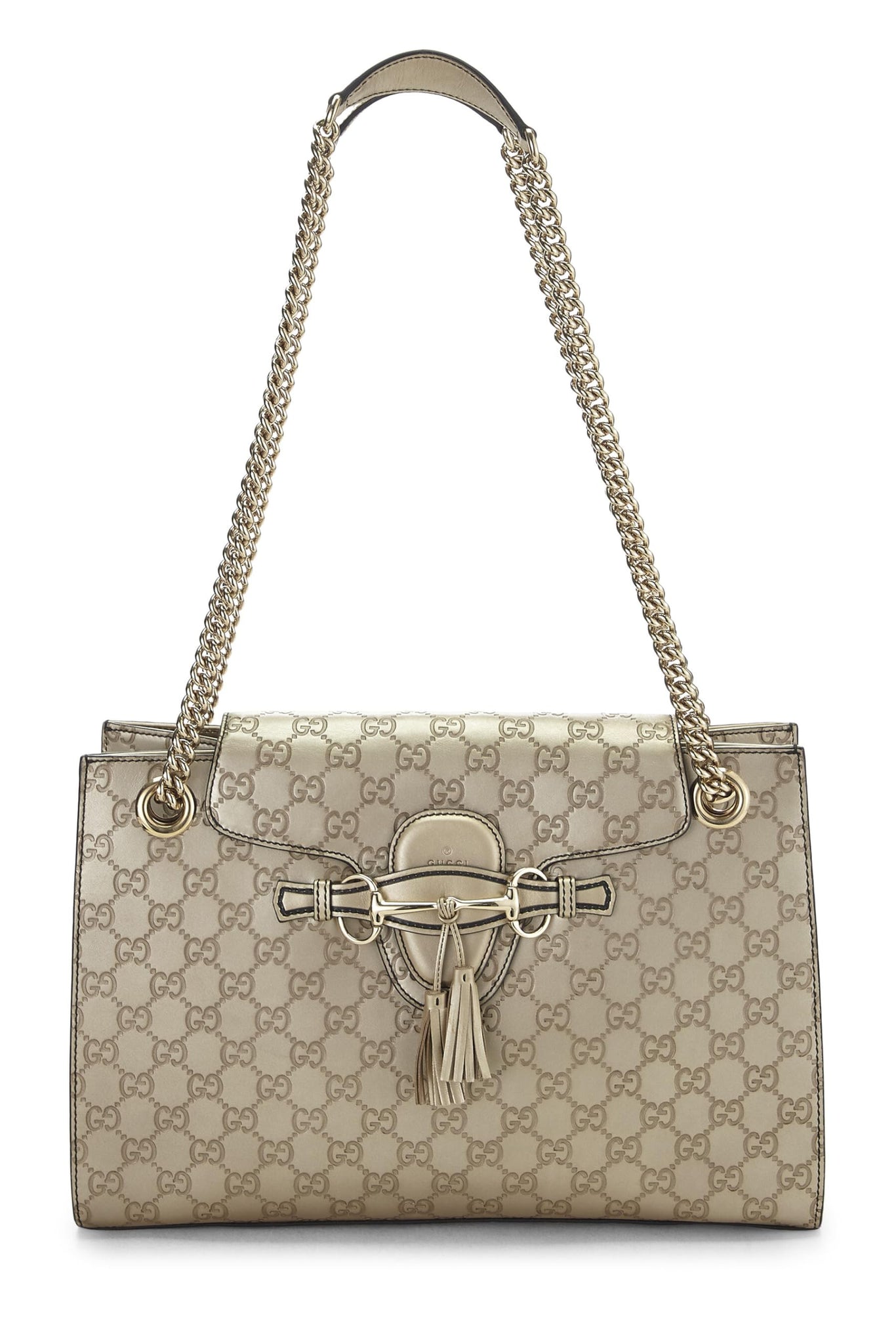 Gucci, Gold Guccissima Leather Emily Chain Shoulder Bag, Gold