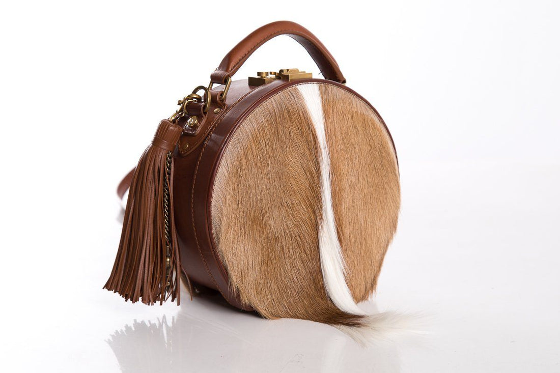 Yves Saint Laurent Brown Gazela Fur Small Hat Box Shoulder Bag