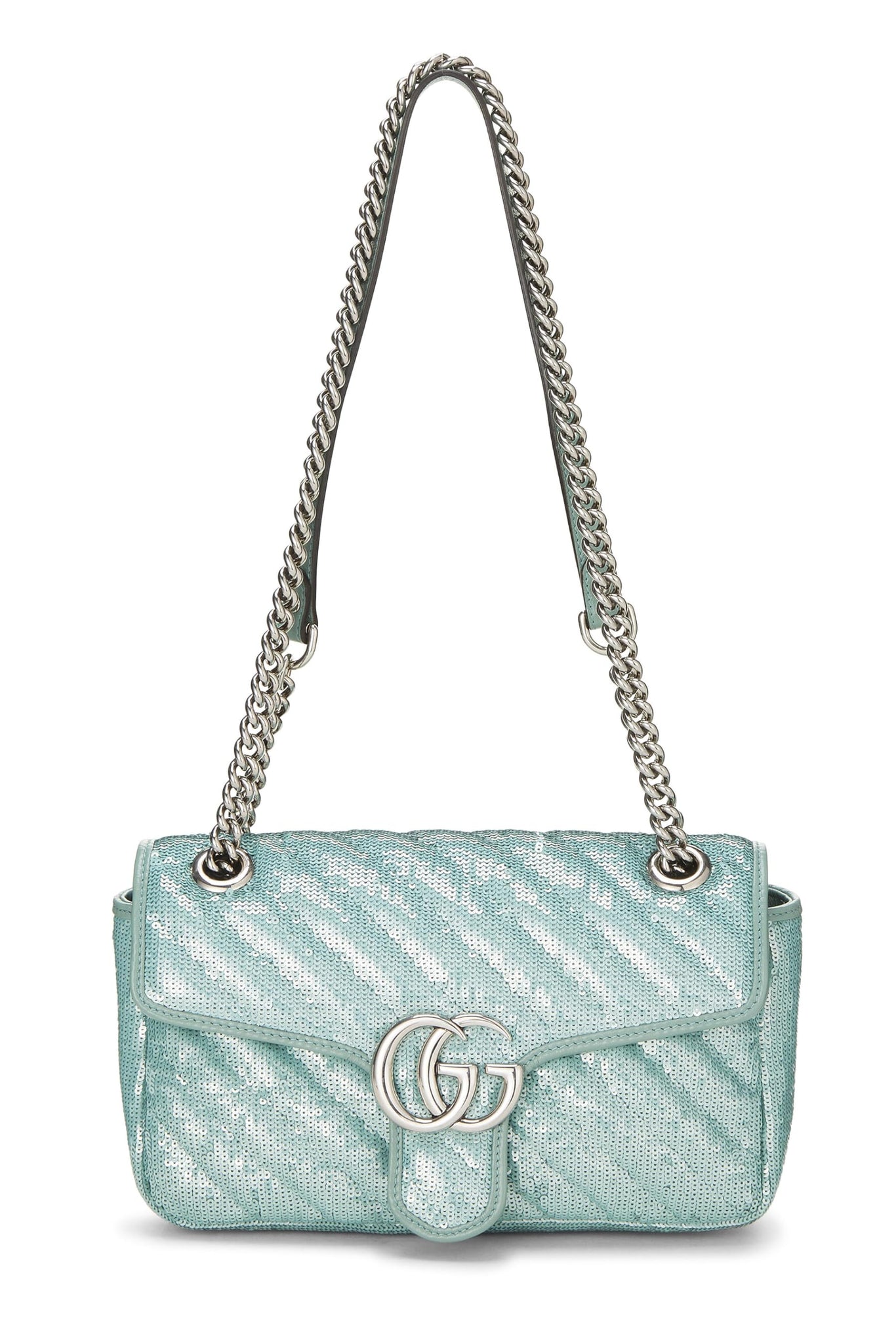 Gucci, Blue Sequin GG Marmont Shoulder Bag Small, Green