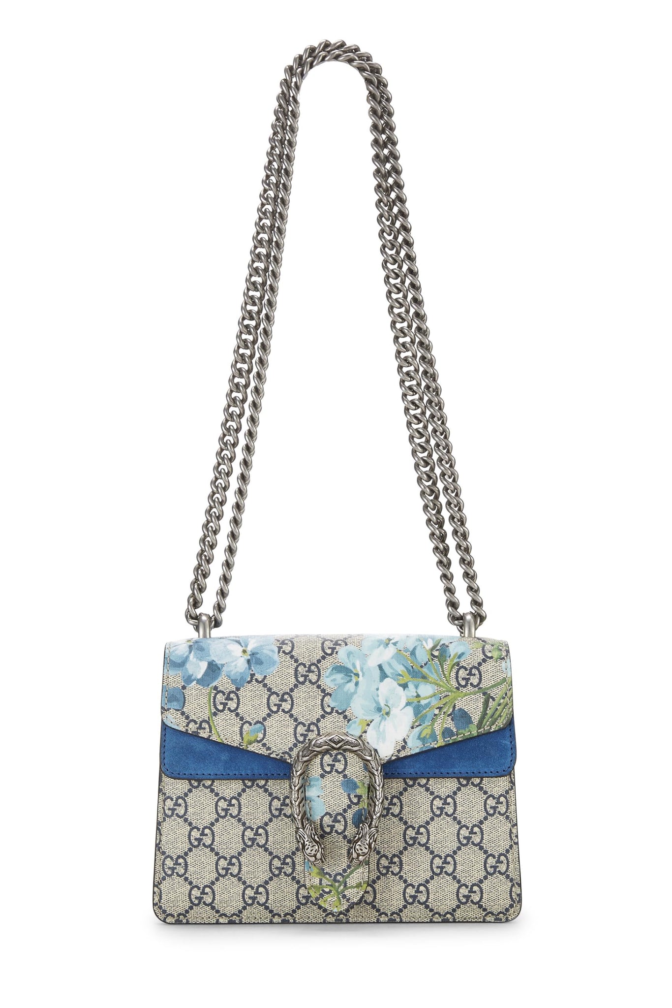 Gucci, Blue GG Blooms Supreme Canvas Dionysus Shoulder Bag Mini, Blue