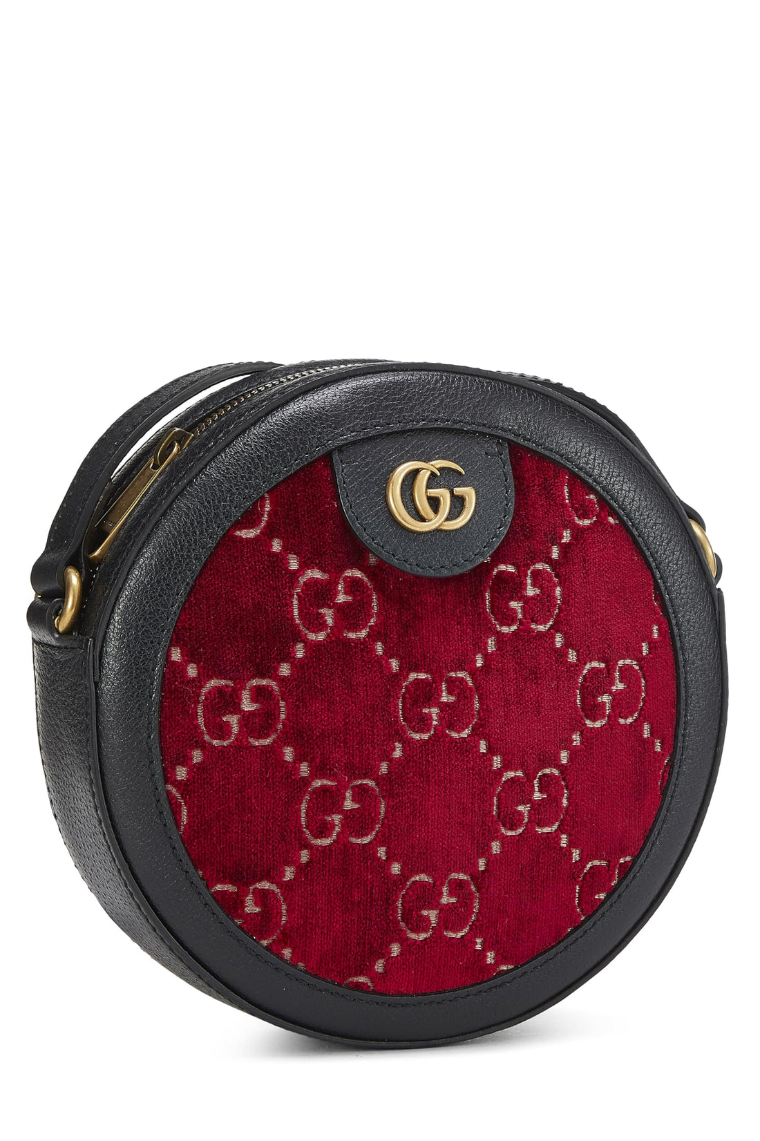 Gucci, Burgundy Velvet GG Marmont Round Shoulder Bag Mini, Burgundy