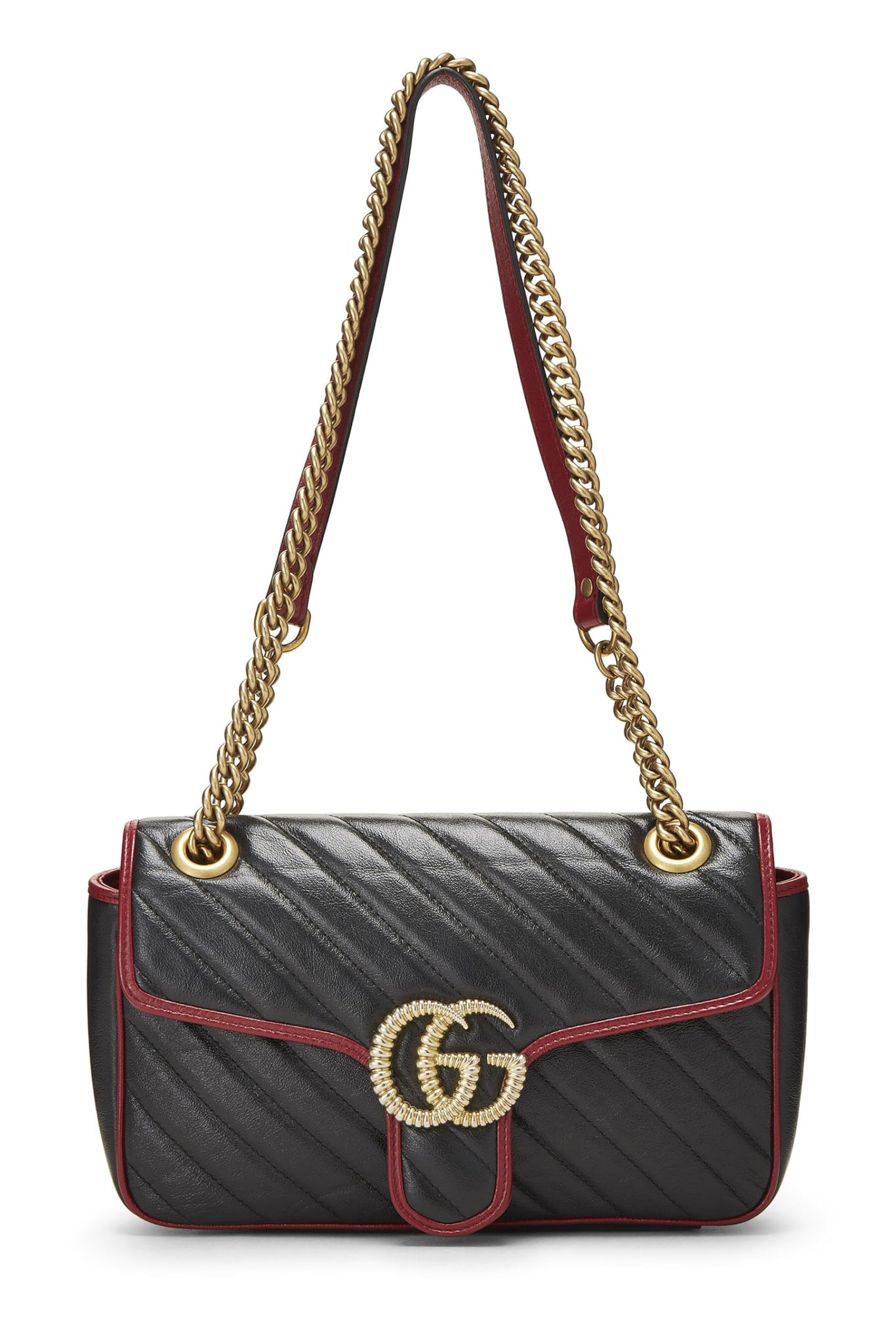 Gucci, Black Leather Torchon Marmont Shoulder Bag Small, Black