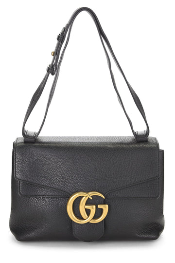 Gucci, Black Leather GG Marmont Shoulder Bag, Black