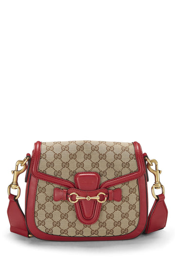 Gucci, Red Original GG Canvas Lady Web Shoulder Bag Small, Red