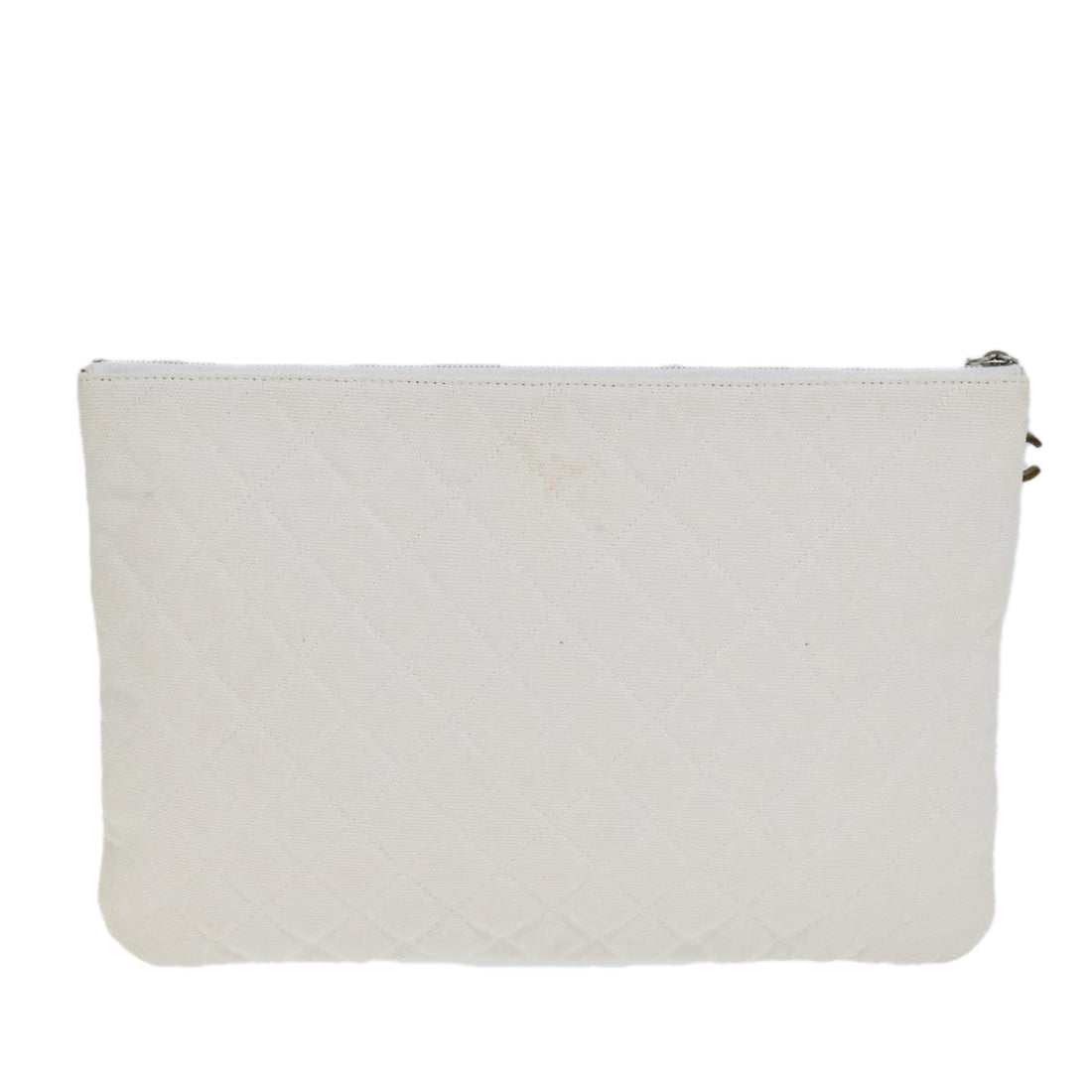 Top Quality Chanel Matelasse Clutch Bag Canvas Ivory CC Auth 82075