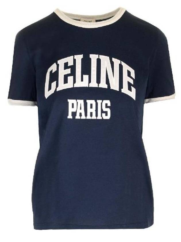 CELINE Paris 70s Round Neck Short Sleeve T-shirt Blue