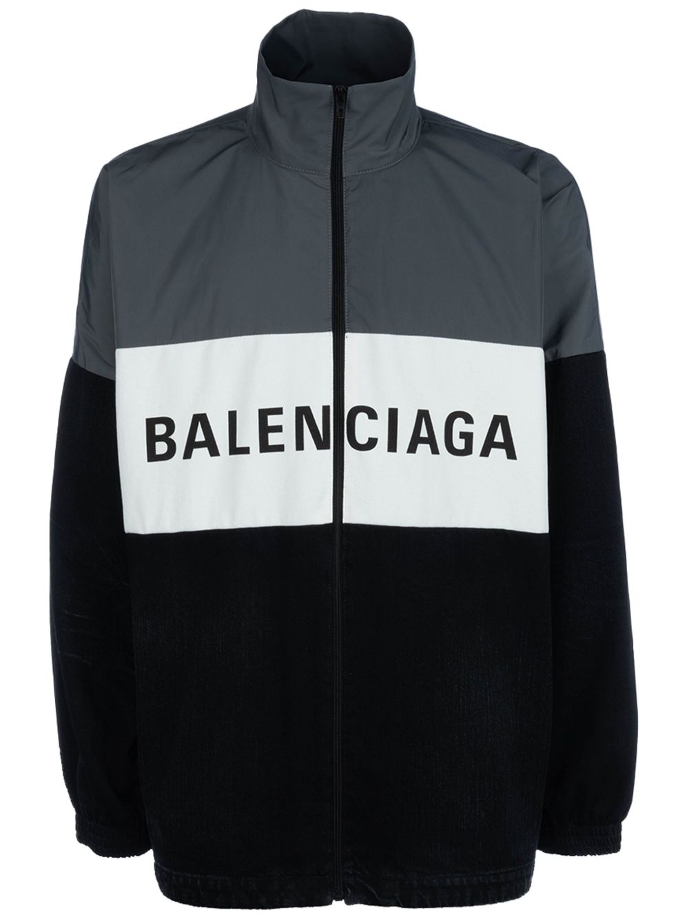 BALENCIAGA Logo Colorblock Blouson Jacket - Men’s High Neck Drop Shoulder Design