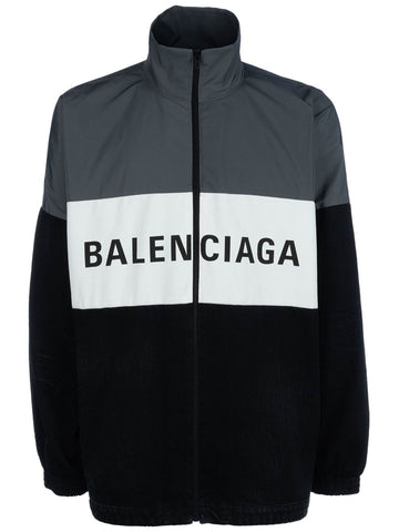 BALENCIAGA Logo Colorblock Blouson Jacket - Men’s High Neck Drop Shoulder Design