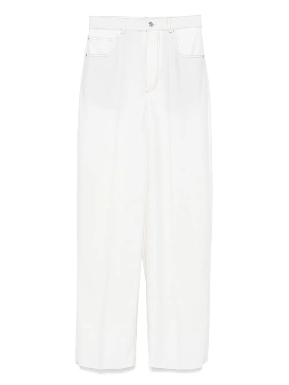 BOTTEGA VENETA Wide-Leg Wool Trousers with Contrast Stitching