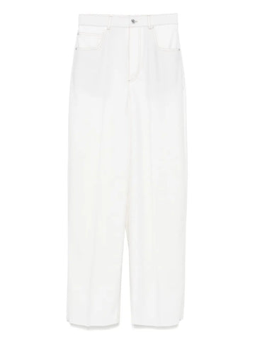 BOTTEGA VENETA Wide-Leg Wool Trousers with Contrast Stitching
