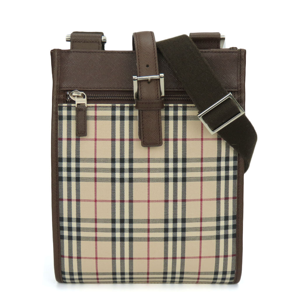 Burberry Canvas Leather Shoulder Bag Beige Brown