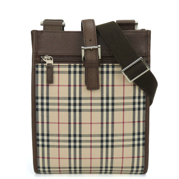 Burberry Canvas Leather Shoulder Bag Beige Brown