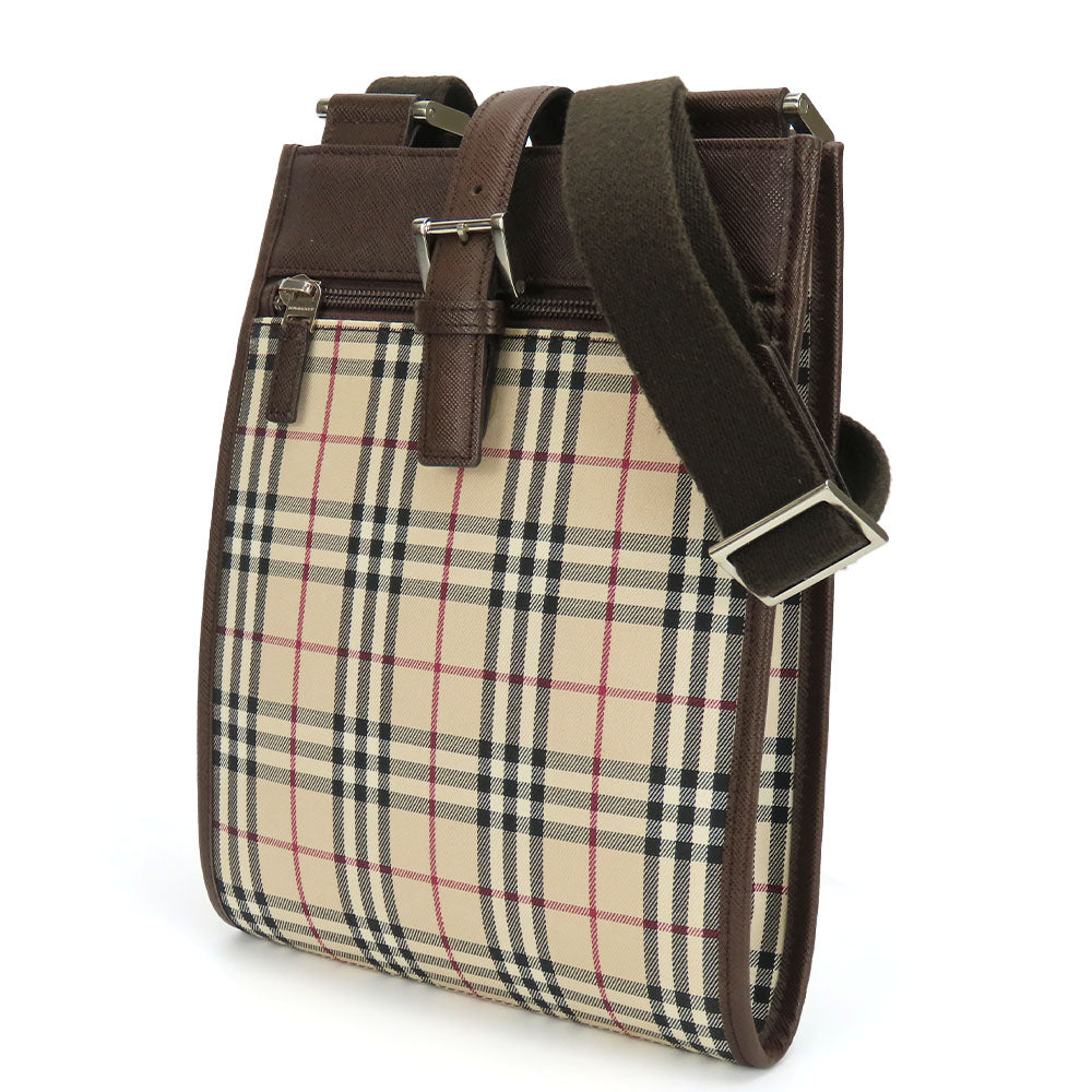 Burberry Canvas Leather Shoulder Bag Beige Brown