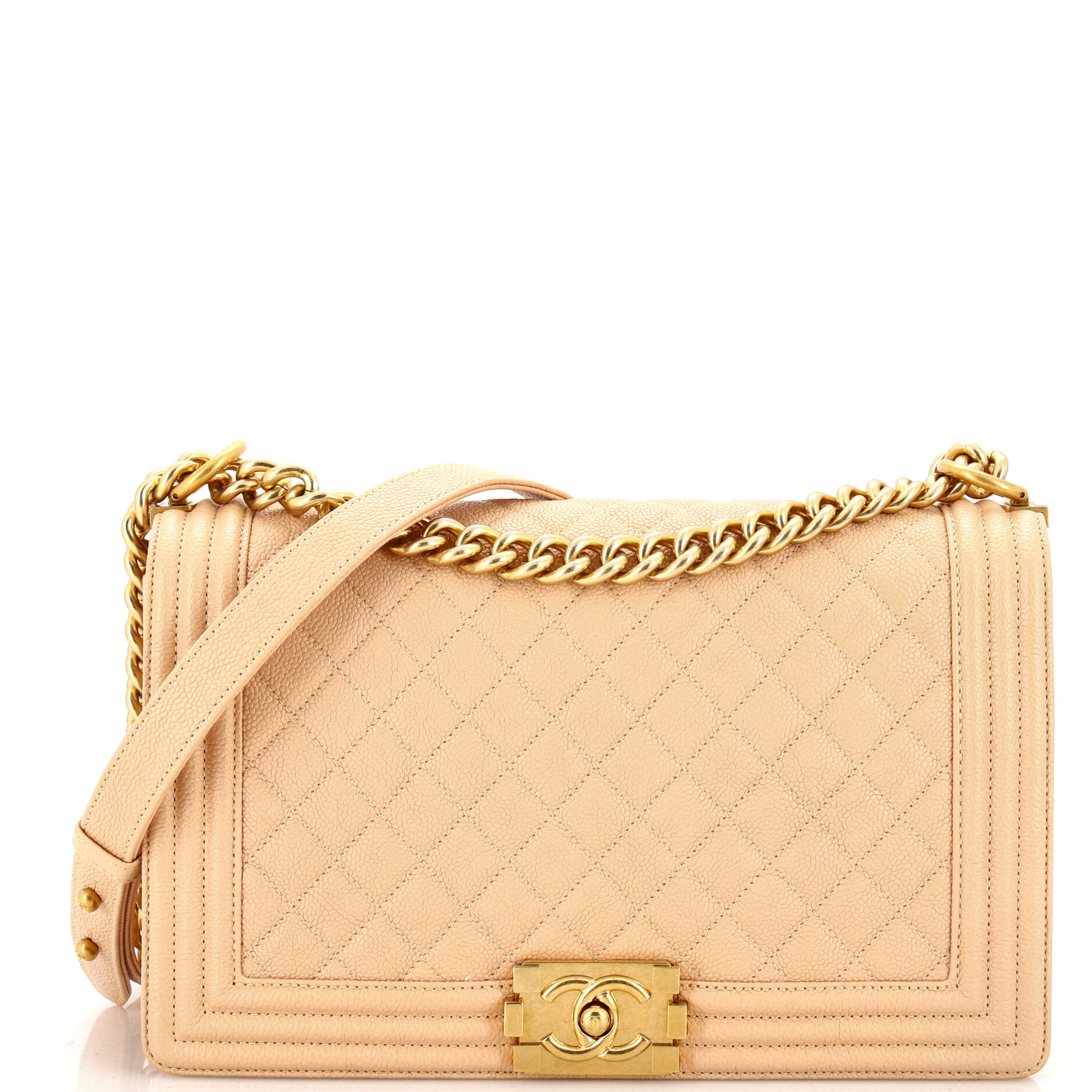 CHANEL Boy Flap Bag Quilted Caviar New Medium