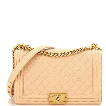 CHANEL Boy Flap Bag Quilted Caviar New Medium