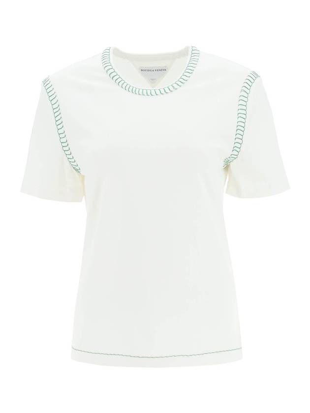 Bottega Veneta Overlock Stitch Jersey Short Sleeve T-Shirt White