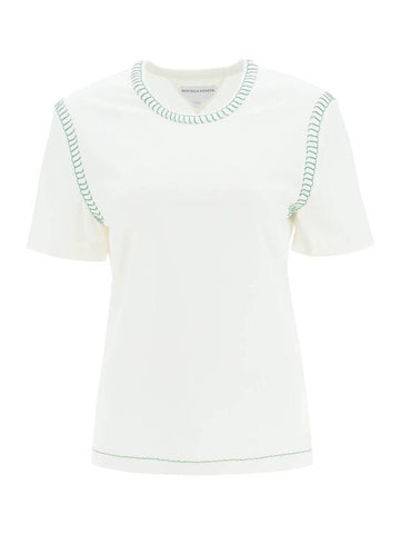 Bottega Veneta Overlock Stitch Jersey Short Sleeve T-Shirt White