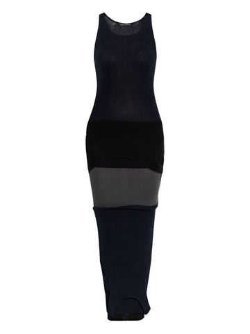 BALENCIAGA Maxi Layered Ribbed Dress with Cut-Out Details