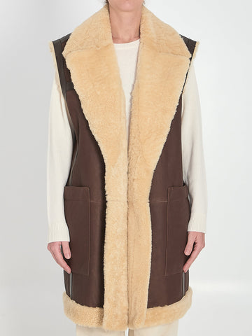 BOTTEGA VENETA Shearling Long Vest - Size 40