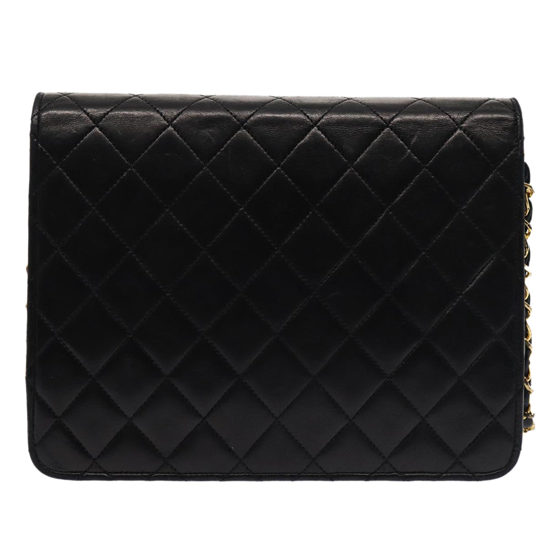 Top Quality Chanel Matelasse Chain Shoulder Bag Lamb Skin Black CC Auth 83342