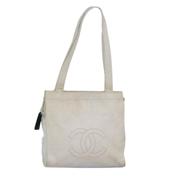 Top Quality Chanel COCO Mark Tote Bag Leather White CC Auth 83380