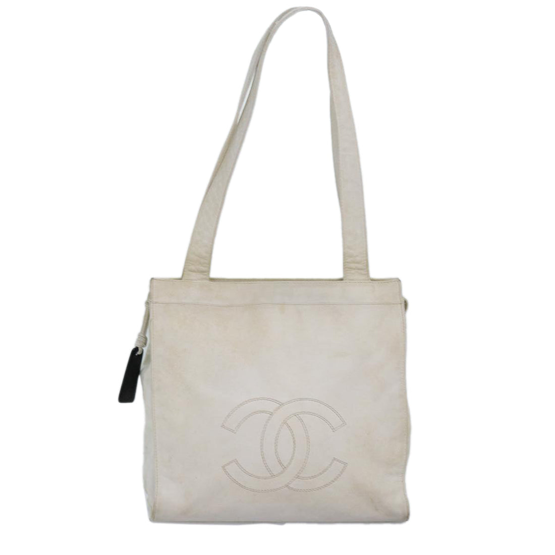 Top Quality Chanel COCO Mark Tote Bag Leather White CC Auth 83380
