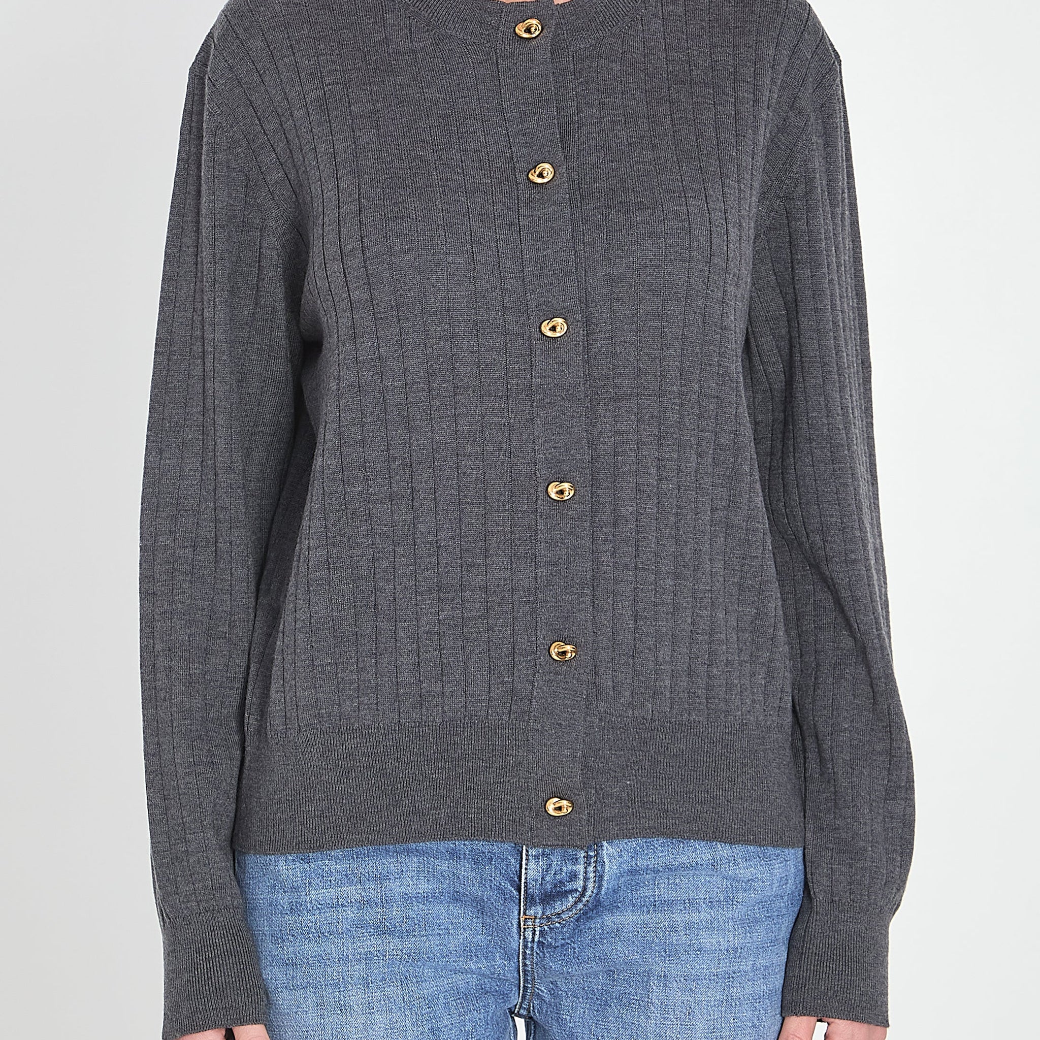 BOTTEGA VENETA Elegant Wool Rib Cardigan for Women