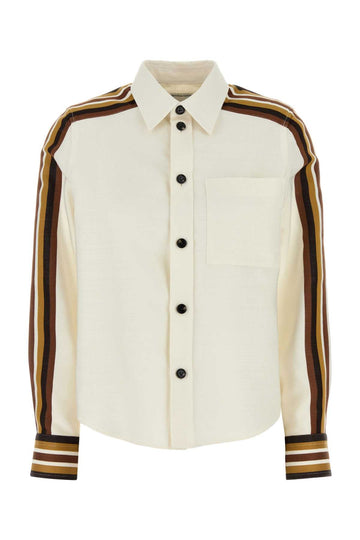 BOTTEGA VENETA Ivory Viscose Blend Shirt with Band Sleeves for Women