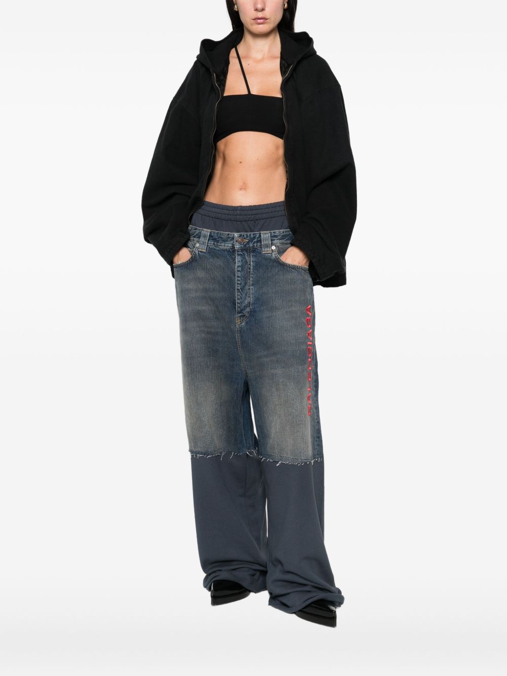 BALENCIAGA Men's Two-Way Zip Hooded Jacket