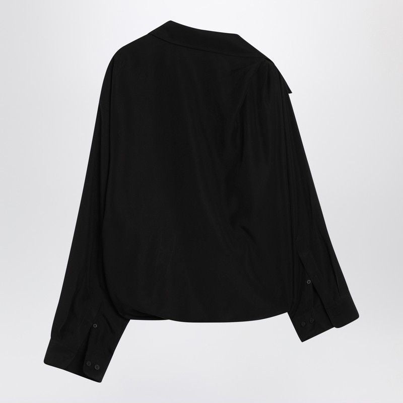 BALENCIAGA One-Shoulder Fluid Poplin Shirt