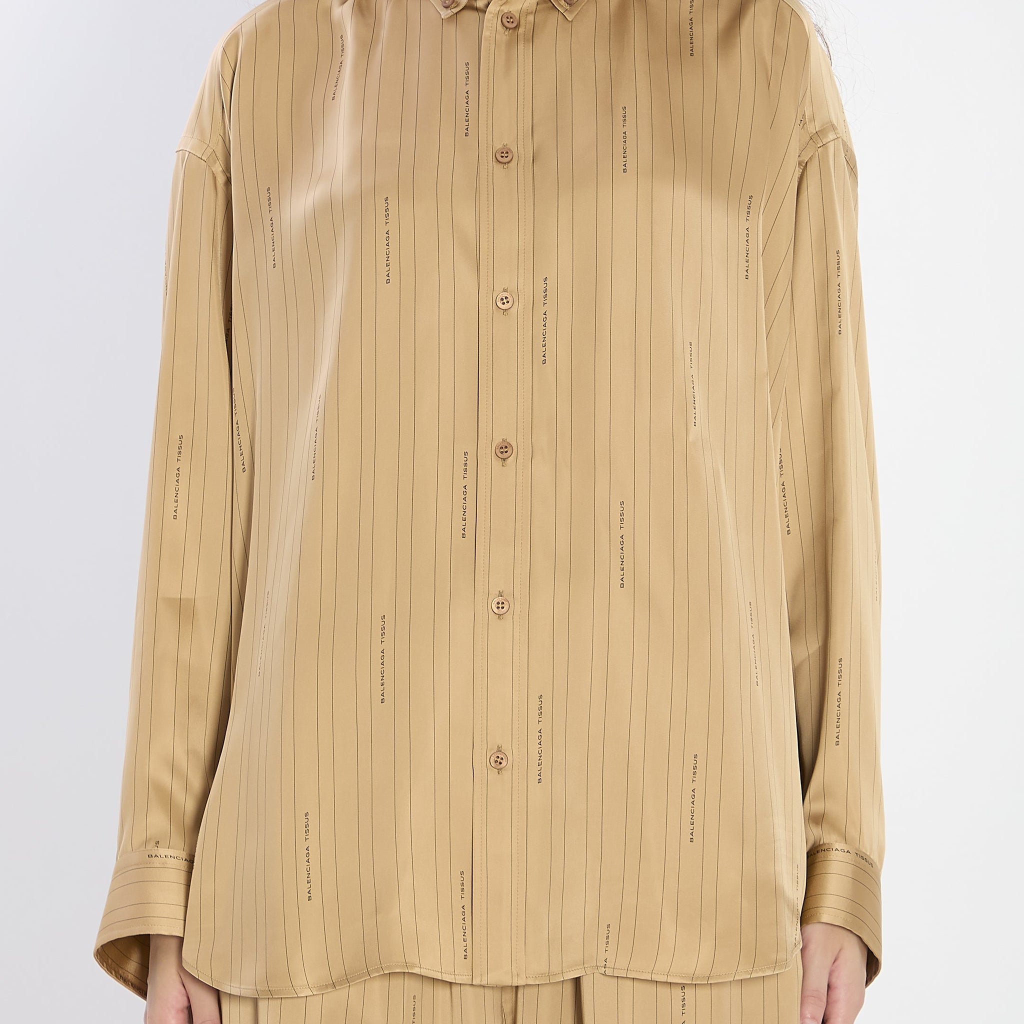 BALENCIAGA Satin Shirt with Striped Pattern - Relaxed Fit