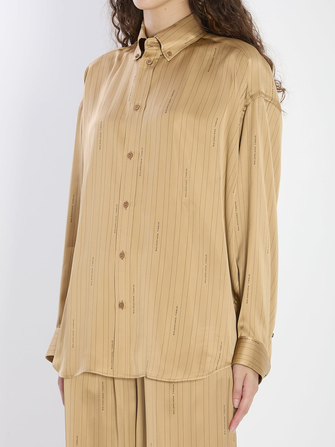 BALENCIAGA Satin Shirt with Striped Pattern - Relaxed Fit